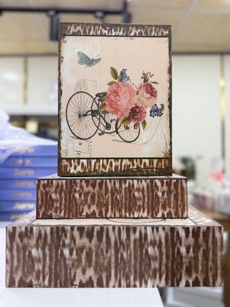 صندوق خشبي بسكليت 3 أحجام